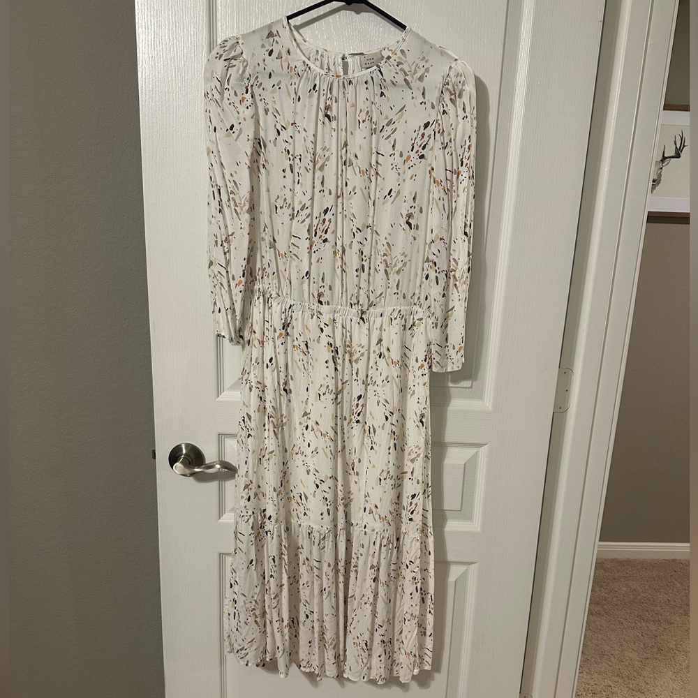 A New Day Maxi Dress- White with Pattern- Size Medium